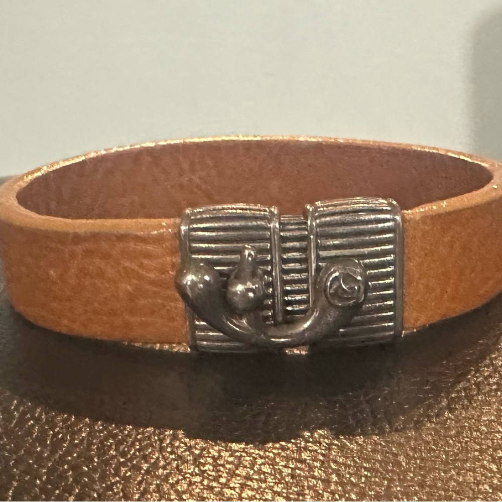 David Yurman Men’s Black Leather and Sterling Silver ID Wrap Bracelet